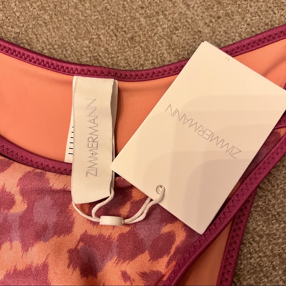 Zimmermann Teddy Frill Pink Leopard Bikini Bottom NWT Size 4/6 - Picture 6 of 13